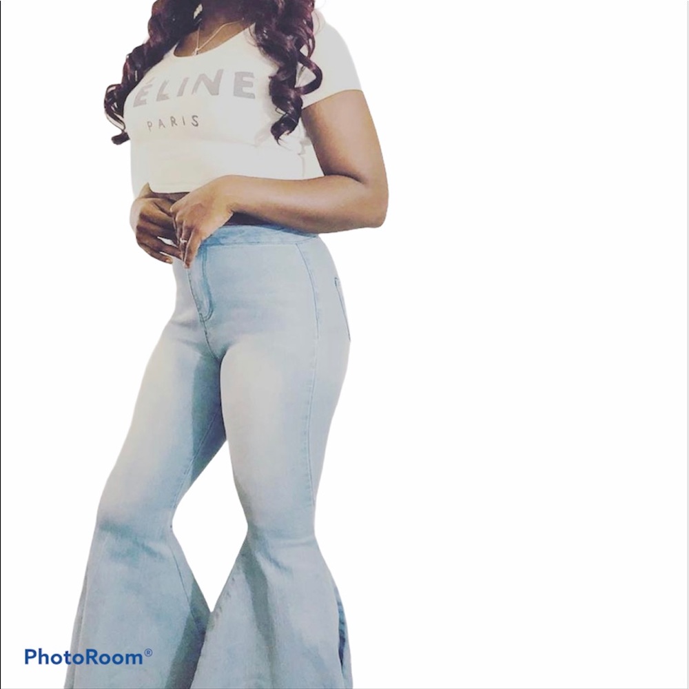 Bell Bottom Distress Jeans